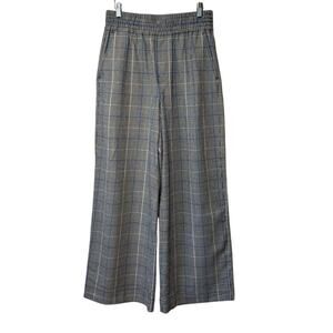 Madewell Women’s Carley High Rise Wide Leg Pull-On Pants Palmyra Plaid Tan Sz S